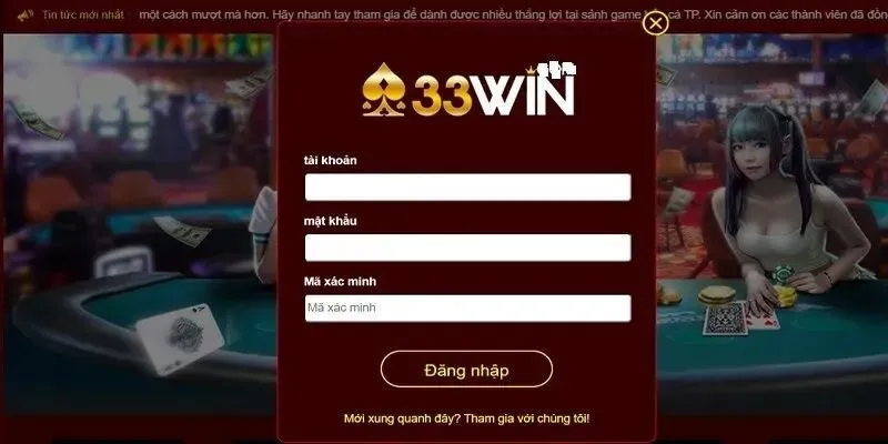 Đăng nhập để tham gia cá cược tại 33Win